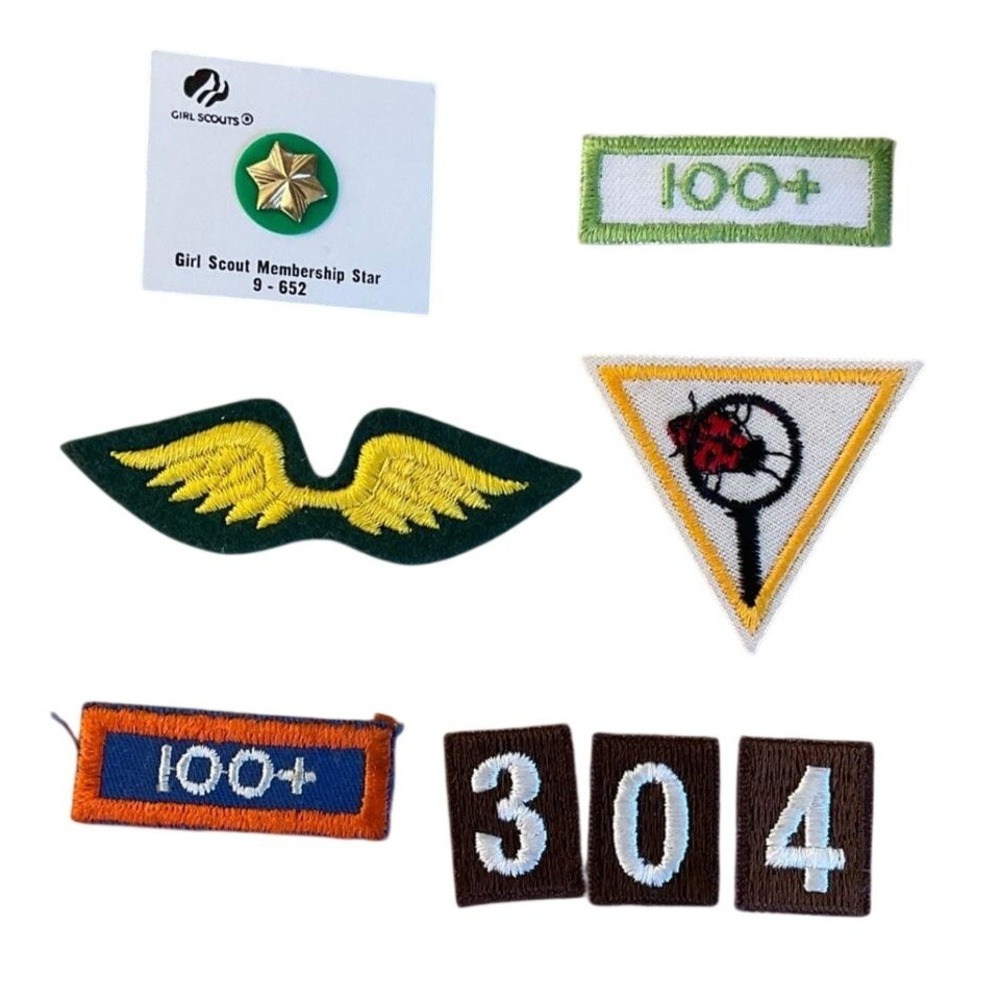 Vintage Girl Scouts Badge Pin Lot Troop 304 Americana Retro Scouting Memorabilia